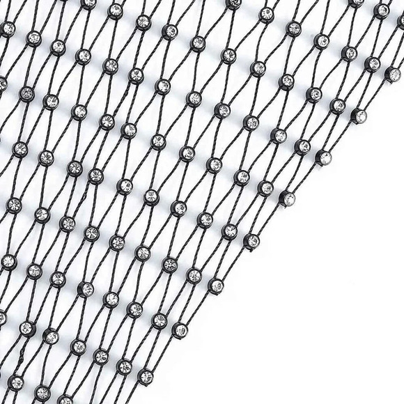 WOMEN Black Mesh Headband Glitter Crystal  Hairband Body Jewelry Accessory - Picture 5 of 7